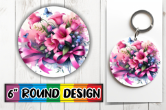Enchanted Round Keychains PNG, Flowers Product Image 1