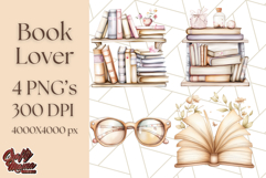 Cozy Book Lover Clipart PNG, Aesthetic Reading Graphics Product Image 1