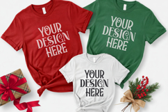 Christmas Family Matching Shirt Mockup | Cozy Boho Flat Lay Product Image 1