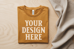 Heather Mustard Folded Bella Canvas 3001 Flat Lay T-Shirt Mo Product Image 1