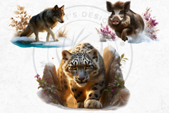 Watercolor Winter Wildlife Arctic Animal Clipart Set Product Image 13