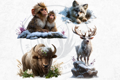 Watercolor Winter Wildlife Arctic Animal Clipart Set Product Image 14