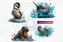 Watercolor Winter Wildlife Arctic Animal Clipart Set Product Image 4