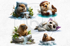 Watercolor Winter Wildlife Arctic Animal Clipart Set Product Image 5