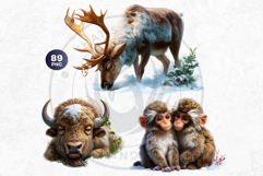 Watercolor Winter Wildlife Arctic Animal Clipart Set Product Image 9