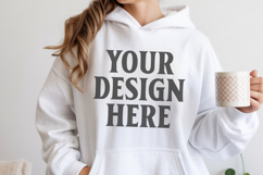 White Gildan 18500 Hoodie Sweatshirt Mockup, Unisex Hoodie Product Image 1
