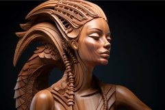 Elegant wooden sculpture of a stylized woman Product Image 1