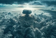 Nuclear explosion rising above clouds in atmosphere Product Image 1