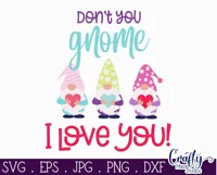 Don't You Gnome I Love You | Gnome Valentine Svg Design Product Image 2