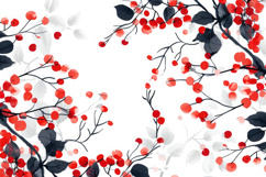 Ripe Berries and Leaves Background Wallpaper Product Image 1