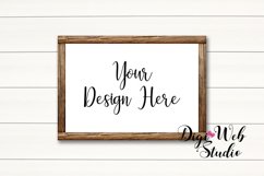 Wood Sign Mockup - Wood Frame on White Shiplap Product Image 1