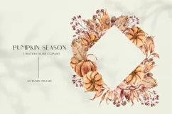 Pumpkin frame clipart. Autumn Thanksgiving wreath clipart Product Image 1
