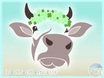 Cow Face With Clovers Svg Dxf Eps Png Pdf Files For Cricut Product Image 3