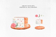 Boho cake clipart, Watercolor birthday cake PNG set Product Image 6