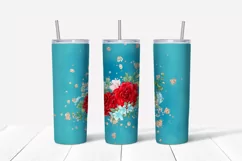 Red Roses sublimation design. Skinny tumbler wrap design. Product Image 2