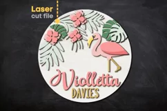 Baby Name Sign SVG Flamingo. Laser cut files for Glowforge Product Image 1