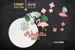 Baby Name Sign SVG Flamingo. Laser cut files for Glowforge Product Image 3