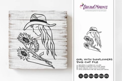 Girl with Sunflowers SVG | Sunflower SVG Cut File Product Image 1
