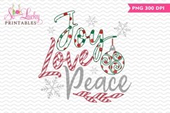 Joy love peace Christmas watercolor sublimation design Product Image 1