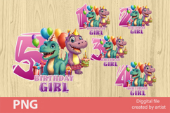 Dinosaurs birthday girl png, birthday dinosaurs png, bundle Product Image 1