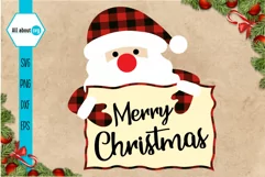 Merry Christmas Svg, Santa Claus Buffalo Plaid Svg Product Image 1