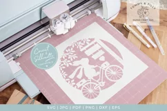 Bike & Sign Scene - Butterfly SVG Papercut Cutting File Product Image 2
