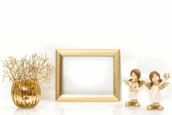 Golden frame Christmas decorations Angel PNG JPG Product Image 2