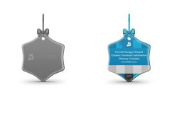 Curved Hexagon Shape Ceramic Ornament Sublimation Mockup Product Image 1