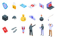Fraud icons set, isometric style Product Image 1