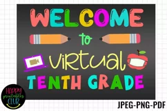 Chalkboard Back to School Tenth Grade Sign- First Day School Product Image 1