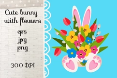 Cute baby bunny, rabbit holding bouquet of flower. Product Image 1