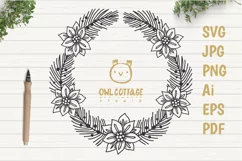 Floral X-mas Wreath SVG, Christmas Decor Cut File Product Image 1