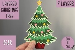 Layered christmas tree| Paper cutting | Christmas tree SVG Product Image 1