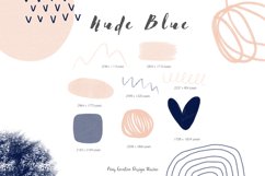 Hand Drawn Nude Blue Minimalist Abstract Clip Art Bundle Product Image 2