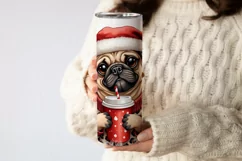 Cute Pug Coffee Tumbler Wrap|Sublimation PNG. Product Image 2