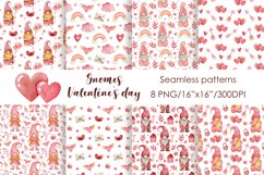 Watercolor gnomes valentine's day seamless patterns. Product Image 1