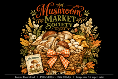 Mushroom Market Society PNG | Cozy Autumn Mushroom Basket De Product Image 1