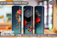 3D Graduation Sublimation Skinny Tumbler Wrap| 20oz | Png Product Image 2