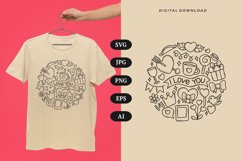I Love You Doodle T-shirt | SVG Product Image 1