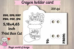 Christmas deer in santa's sock Coloring Card ,Crayon Holder Product Image 2