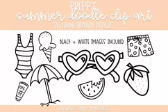 Preppy Summer Doodle Clip Art | Color and Black and White! Product Image 3