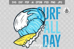 Surfing SVG T Shirt Design, Surf All Day Summer PNG DXF Product Image 2