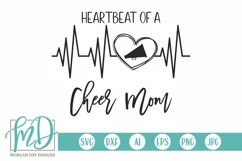 Heartbeat of a Cheer Mom SVG DXF PNG Cut File Product Image 1
