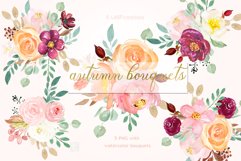 Autumn watercolour bouquets. Fall watercolor clipart. HAND P Product Image 4