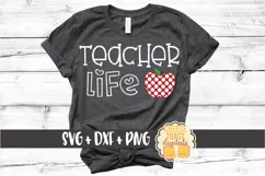 Teacher Life - Polka Dot Apple School SVG PNG DXF Cut Files Product Image 1
