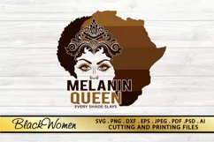 Black Woman SVG PNG EPS DXF Files MELANIN QUEEN SVG AFRO SVG Product Image 1