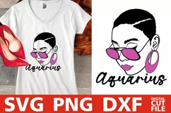Aquarius Zodiac Sign svg, Black Woman in Glasses, Short Hair Product Image 2