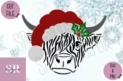 Santa Highland cow | paper cutting | highland cow svg Product Image 4