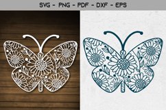 Flower Butterfly Papercut Template SVG Design Product Image 1