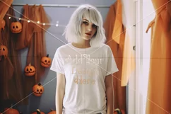 Halloween T-Shirt Mockup for Women, White T-Shirt Mockup, d9 Product Image 2